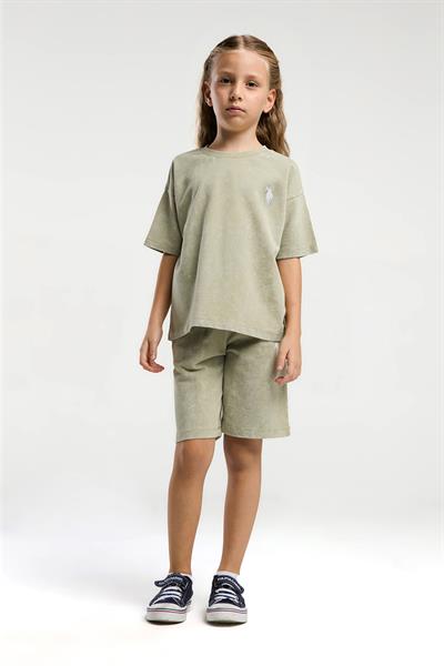 U.S. Polo Assn Kız Çocuk  2 li Bermuda T-şhirt Takım Çay Yeşili