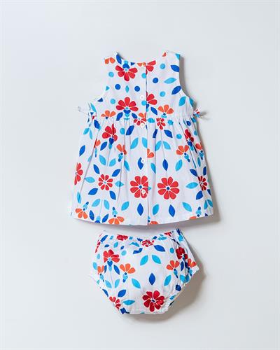 U.S. Polo Assn Kız Bebek Külotlu Dokuma Elbise Mavi-Turuncu