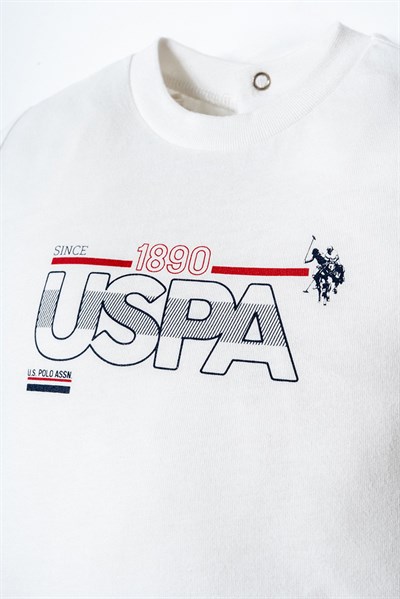U.S. Polo Assn Erkek Bebek 2 li Şort T-shirt Takım Beyaz