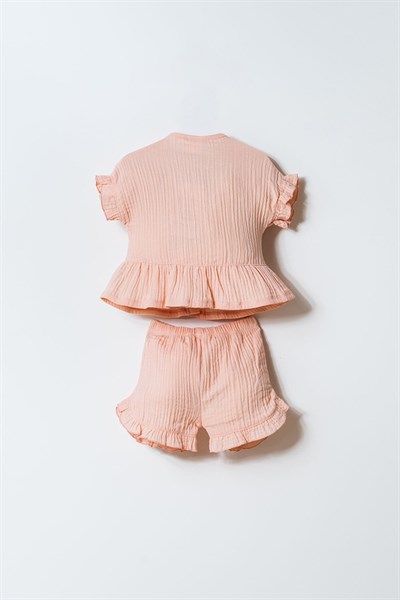 U.S. Polo Assn Kız Bebek  2li Takım Pudra