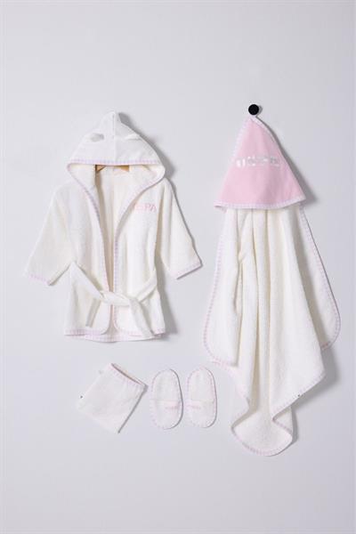 U.S. Polo Assn Kız Bebek Bornoz Set Ekru