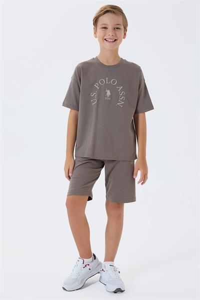 U.S. Polo Assn Erkek Çocuk  2 li Bermuda T-şhirt Takım Koyu Vizon