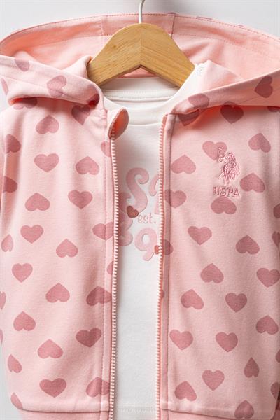 U.S. Polo Assn Kız Bebek 3lü Takım Açık Pembe