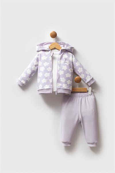 U.S. Polo Assn Kız Bebek 3lü Takım Lila