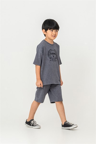 U.S. Polo Assn Erkek Çocuk Bermuda  2li Takım Füme