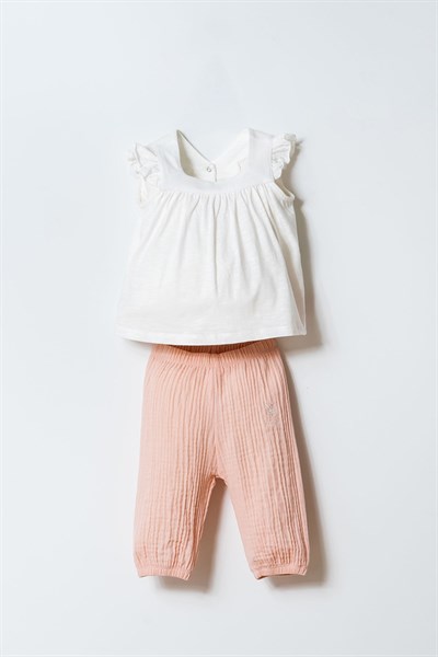 U.S. Polo Assn Kız Bebek  2li Takım Pudra