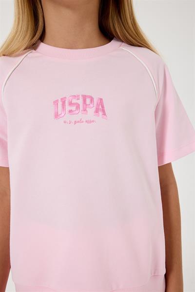 U.S. Polo Assn Kız Çocuk  2 li Şort T-şhirt Takım Pembe