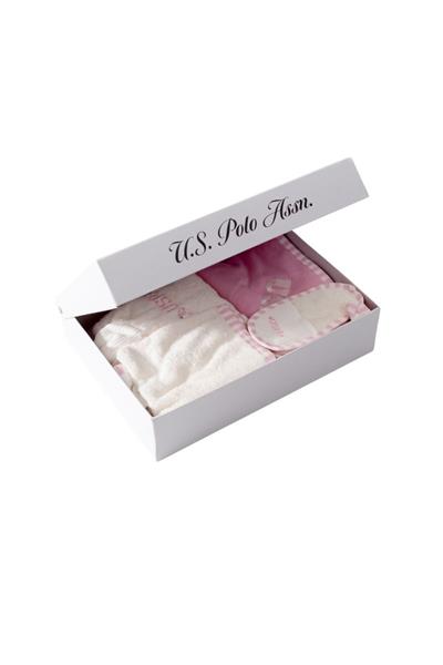 U.S. Polo Assn Kız Bebek Bornoz Set Ekru