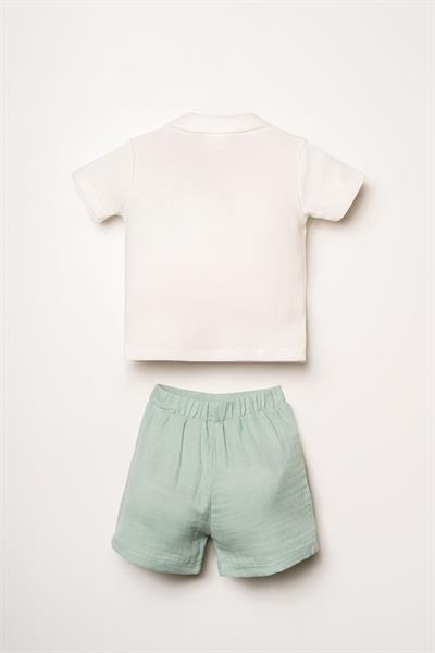 U.S. Polo Assn Erkek Bebek  2 li Şort T-şhirt Takım Beyaz - Mint