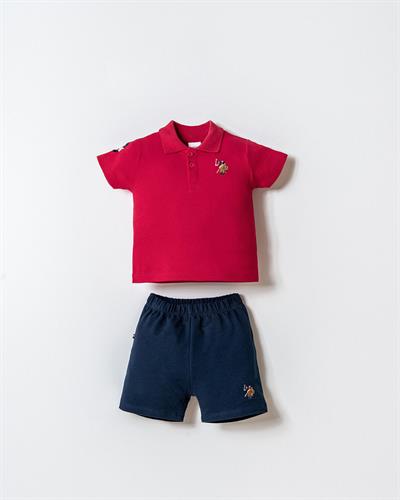 U.S. Polo Assn Erkek Bebek  2 li Şort T-şhirt Takım Kırmızı