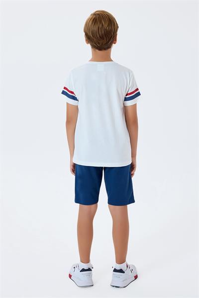 U.S. Polo Assn Erkek Çocuk  2 li Bermuda T-şhirt Takım Beyaz