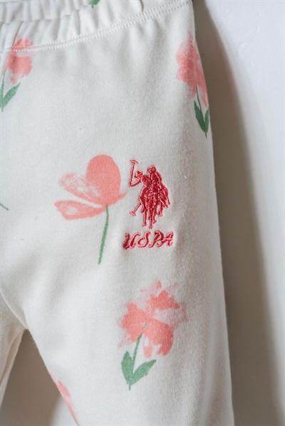 U.S. Polo Assn Kız Bebek Gömlek Pijama Beyaz-Pudra