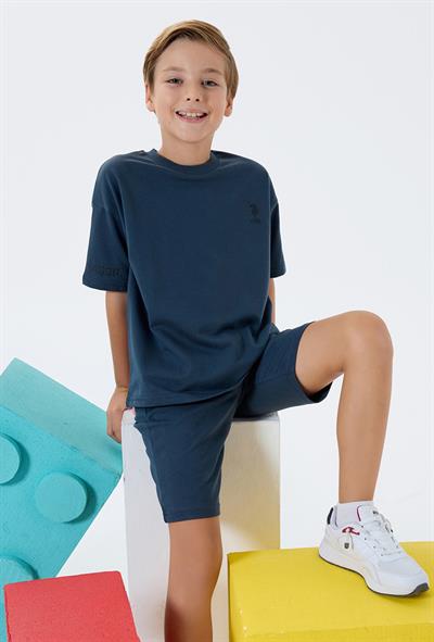 U.S. Polo Assn Erkek Çocuk  2 li Bermuda T-şhirt Takım Gri