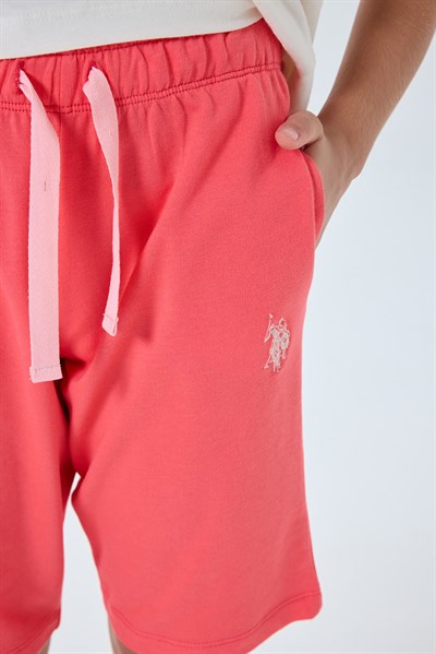 U.S. Polo Assn Kız Çocuk Bermuda 2li Takım Ekru