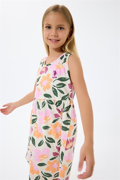 U.S. Polo Assn Kız Çocuk  Elbise Bej