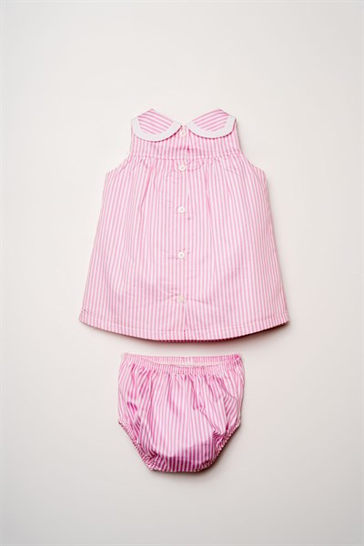 U.S. Polo Assn Kız Bebek Külotlu Dokuma Elbise Pembe