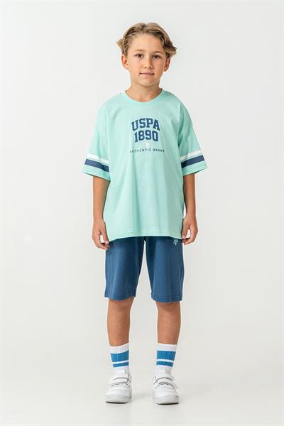 U.S. Polo Assn Erkek Çocuk  2 li Bermuda T-şhirt Takım Yeşil