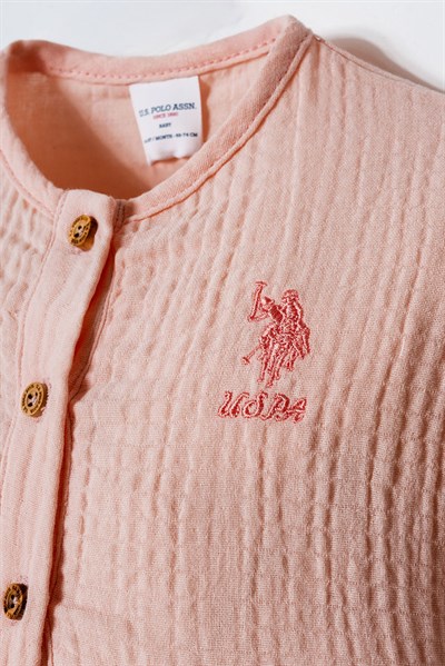 U.S. Polo Assn Kız Bebek  2li Takım Pudra