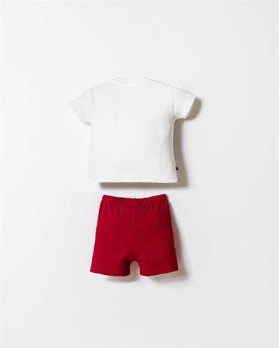 U.S. Polo Assn Erkek Bebek  2 li Şort T-şhirt Takım Beyaz-Kırmızı