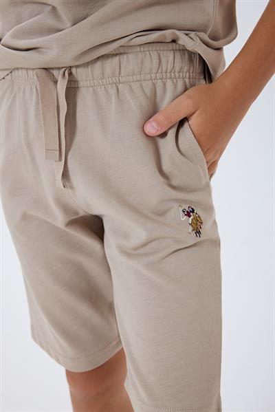 U.S. Polo Assn Erkek Çocuk  2 li Bermuda T-şhirt Takım Kum
