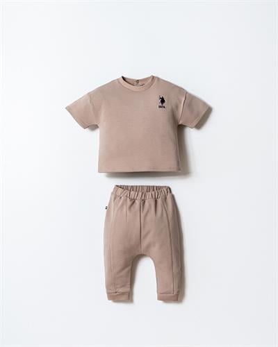 U.S. Polo Assn Erkek Bebek  2 li T-şhirt Takım Kum