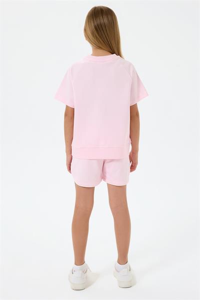 U.S. Polo Assn Kız Çocuk  2 li Şort T-şhirt Takım Pembe