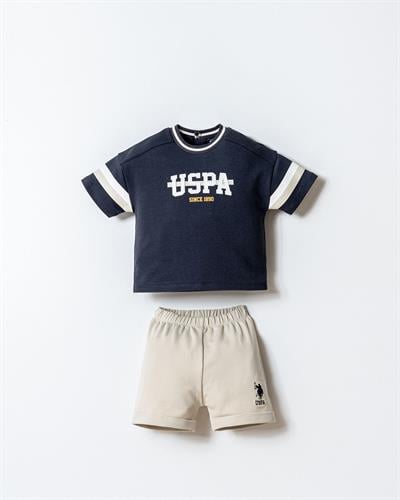 U.S. Polo Assn Erkek Bebek  2 li Şort T-şhirt Takım Füme