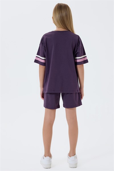 U.S. Polo Assn Kız Çocuk Şortlu  2li Takım Mor