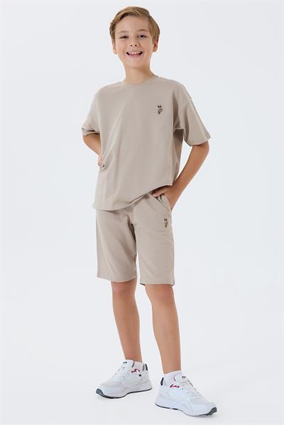 U.S. Polo Assn Erkek Çocuk  2 li Bermuda T-şhirt Takım Kum