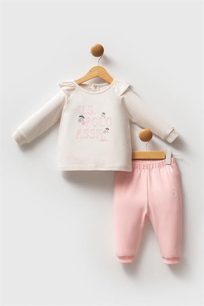 U.S. Polo Assn Kız Bebek USB2749 2 li Takım Ekru
