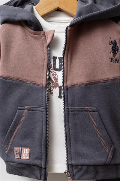 U.S. Polo Assn Erkek Bebek 3lü Takım Füme