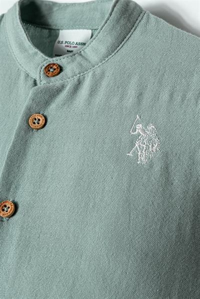 U.S. Polo Assn Erkek Bebek  2 li Şort Gömlek Takım Mint