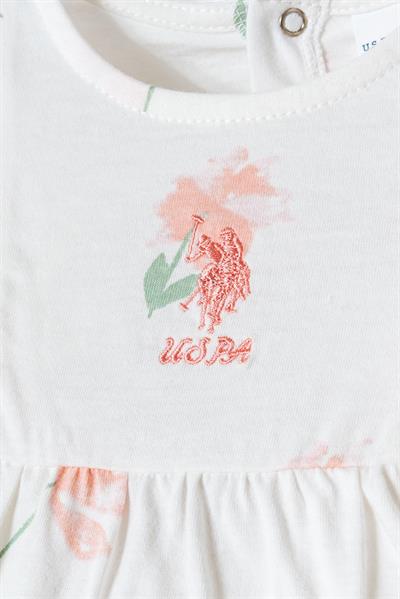 U.S. Polo Assn Kız Bebek Elbise Beyaz-Pudra