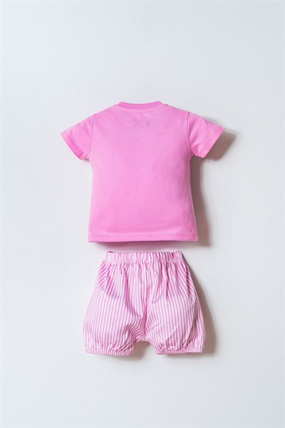 U.S. Polo Assn Kız Bebek 2li Şort T-shirt Takım Pembe