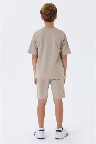 U.S. Polo Assn Erkek Çocuk  2 li Bermuda T-şhirt Takım Kum