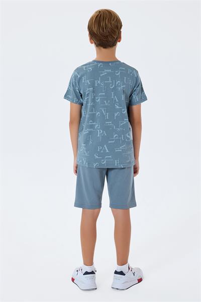 U.S. Polo Assn Erkek Çocuk  2 li Bermuda T-şhirt Takım Gri