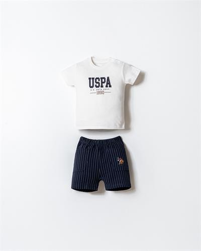 U.S. Polo Assn Erkek Bebek  2 li Şort T-şhirt Takım Beyaz