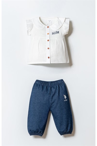U.S. Polo Assn Kız Bebek  2li Takım Füme