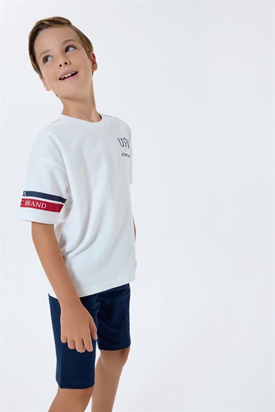 U.S. Polo Assn Erkek Çocuk Bermuda  2li Takım Beyaz