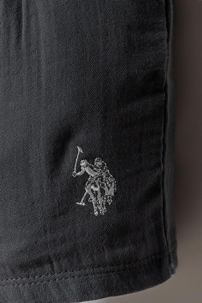 U.S. Polo Assn Erkek Bebek  2 li Şort Gömlek Takım Koyu Gri