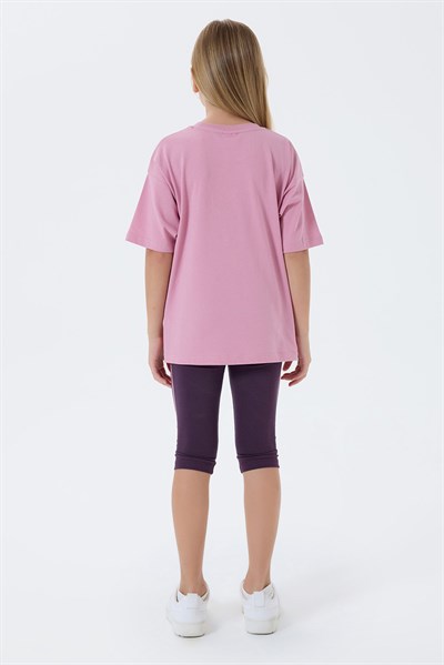 U.S. Polo Assn Kız Çocuk  Kapri Taytlı 2li Takım Gül Kurusu