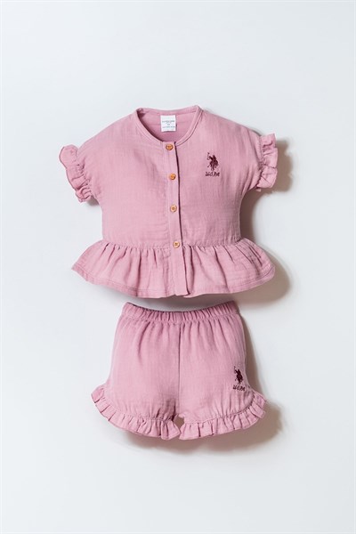 U.S. Polo Assn Kız Bebek  2li Takım Lila