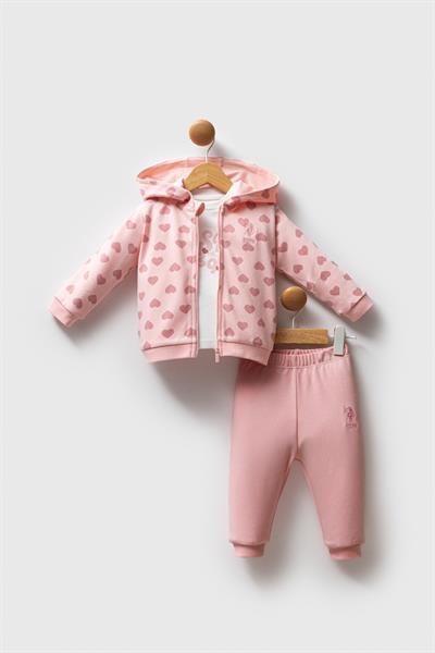U.S. Polo Assn Kız Bebek 3lü Takım Açık Pembe