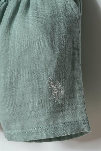 U.S. Polo Assn Erkek Bebek  2 li Şort Gömlek Takım Mint