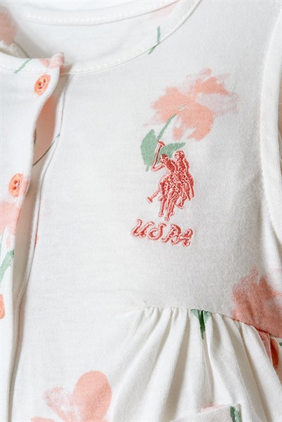 U.S. Polo Assn Kız Bebek Tulum Beyaz -Pudra