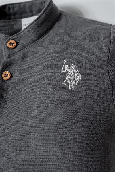 U.S. Polo Assn Erkek Bebek  2 li Şort Gömlek Takım Koyu Gri