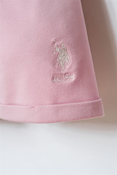U.S. Polo Assn Kız Bebek 2 li Şort T-shirt Takım Pembe