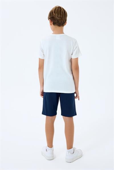 U.S. Polo Assn Erkek Çocuk  2 li Bermuda T-şhirt Takım Beyaz