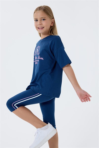 U.S. Polo Assn Kız Çocuk  Kapri Taytlı 2li Takım Koyu İndigo