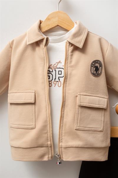 U.S. Polo Assn Erkek Bebek 3lü Takım Bej